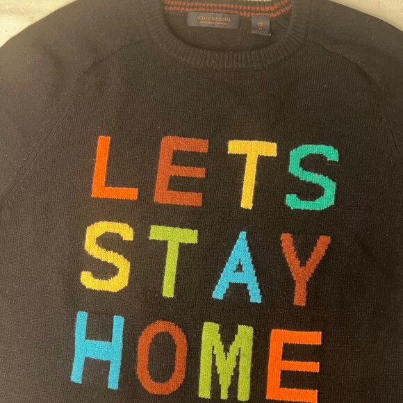 Scotch & Soda M  ‘Let’s stay home club’ sweater Comfortable Stretch Black - Picture 6 of 16